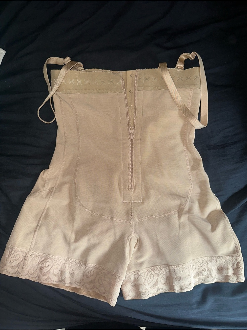 Nude Shapewear Romper with Lace Trim